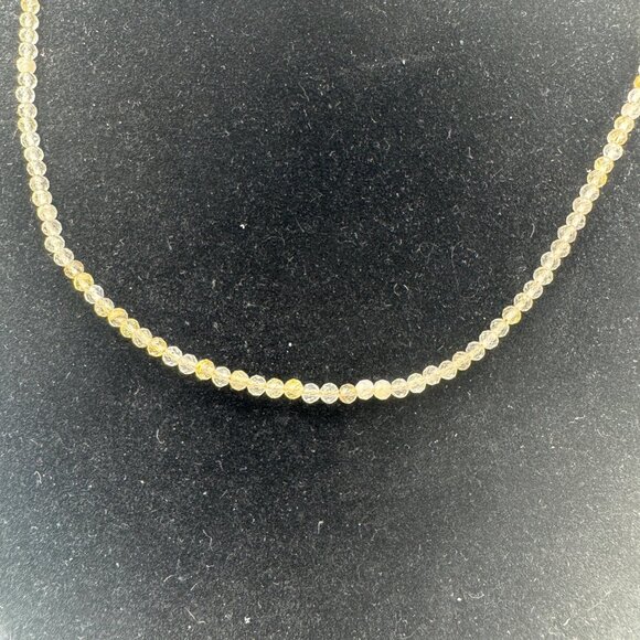 Crystal Beaded Necklace Adjustable Chain Clasp White and Gray Gemstone Design - Picture 2 of 7